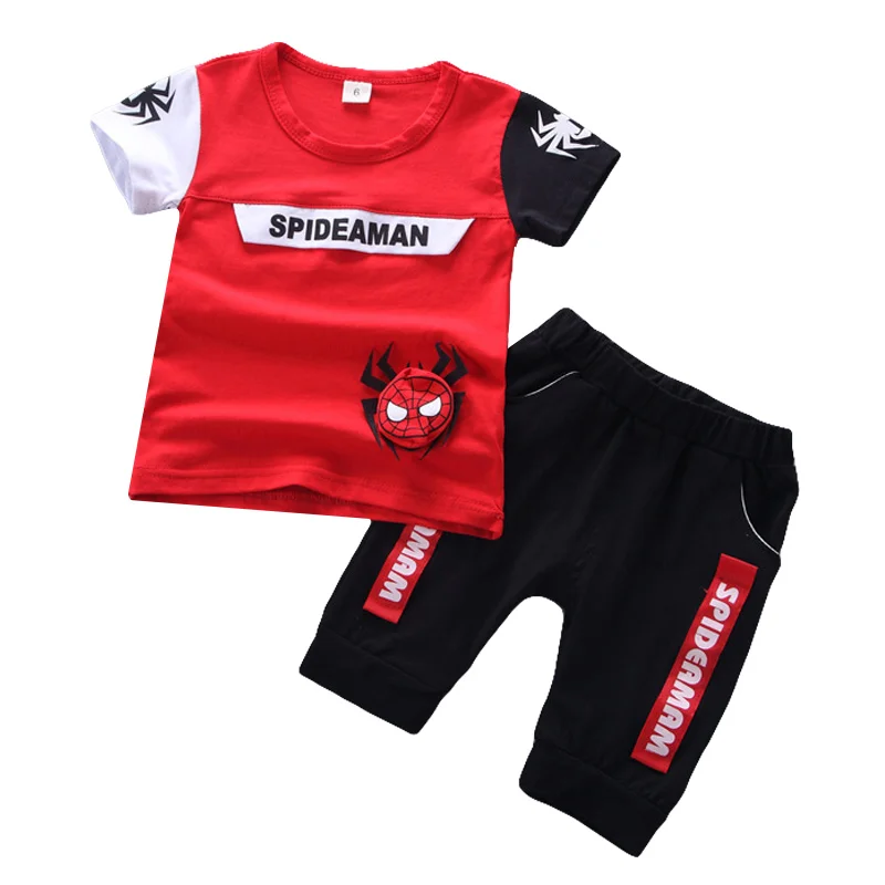 

2019 Toddler Boys Summer 2pcs Clothes Sets 1 2 3 T Baby Boy Spiderman Clothing Suits Kids Tracksuits Children's Casual Outfits