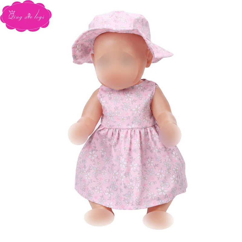 Кукла Одежда Платье с принтом для девочек+ шляпа для 43 см для ухода за ребенком для мам детские куклы 18 дюймов девочка кукла аксессуары f490-f491