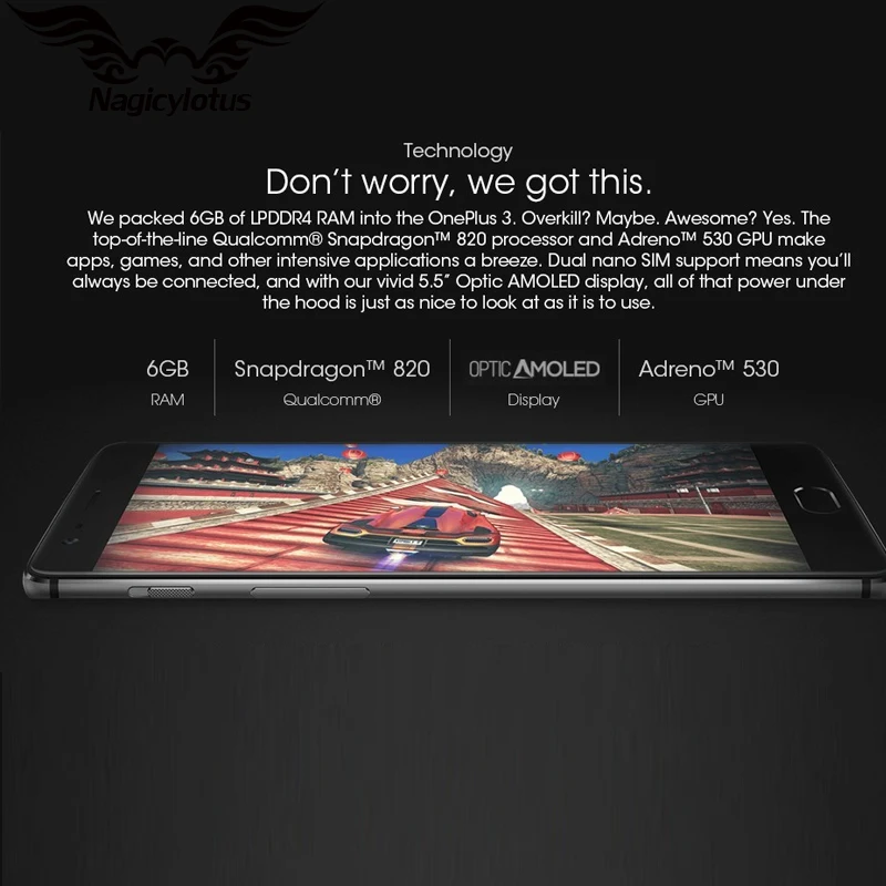Original Brand New Oneplus 3 A3000 Mobile Phone 6GB RAM 64GB ROM Snapdragon 820 Quad Core 5.5 Fingerprint Smartphone