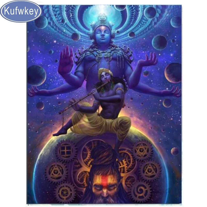 Brahma Vishnu Shiva God full drill squar круглая Алмазная вышивка Будда Алмазная мозаика алмазная живопись Стразы 5d art