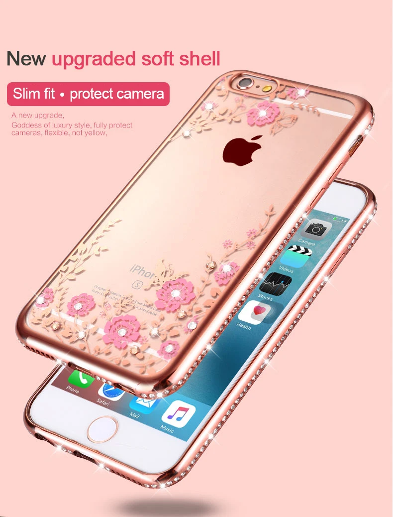 For Iphone 7 Case Iphone XS Max Case 8plus 7plus 6S 6Plus Luxury Brand Plating Diamond Clear Back Cover For Iphone X Case XRDescription: