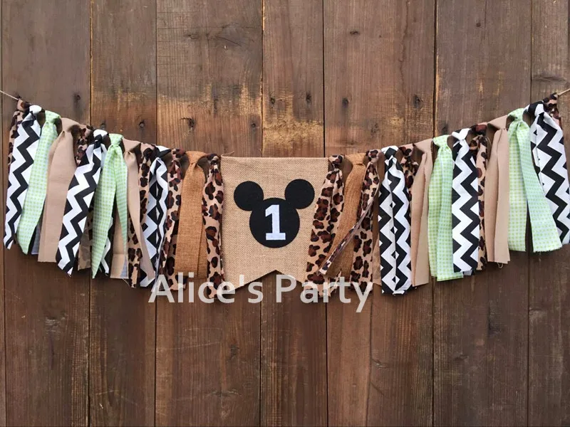 

Hot Safari Mickey Highchair Banner Jungle Birthday Party Garland 1st Baby Shower Decoration Zoo Party Cake Smash Flag Photo prop