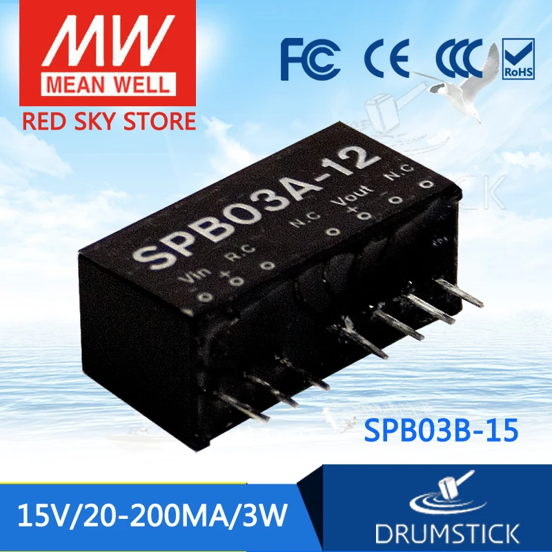 

MEAN WELL SPB03B-15 15V 200mA meanwell SPB03 15V 3W DC-DC Regulated Single Output Converter