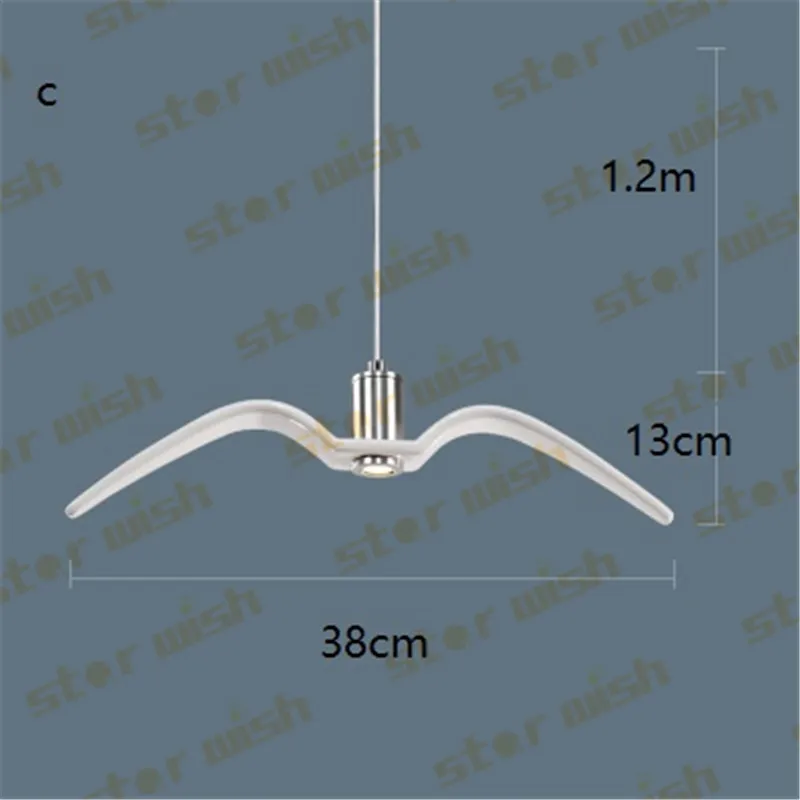 Чайка птица подвесные светильники Смола Brokis ночные птицы силуэт небо свобода птица DIY подвесной светильник освещения 110v 220v - Цвет абажура: white C