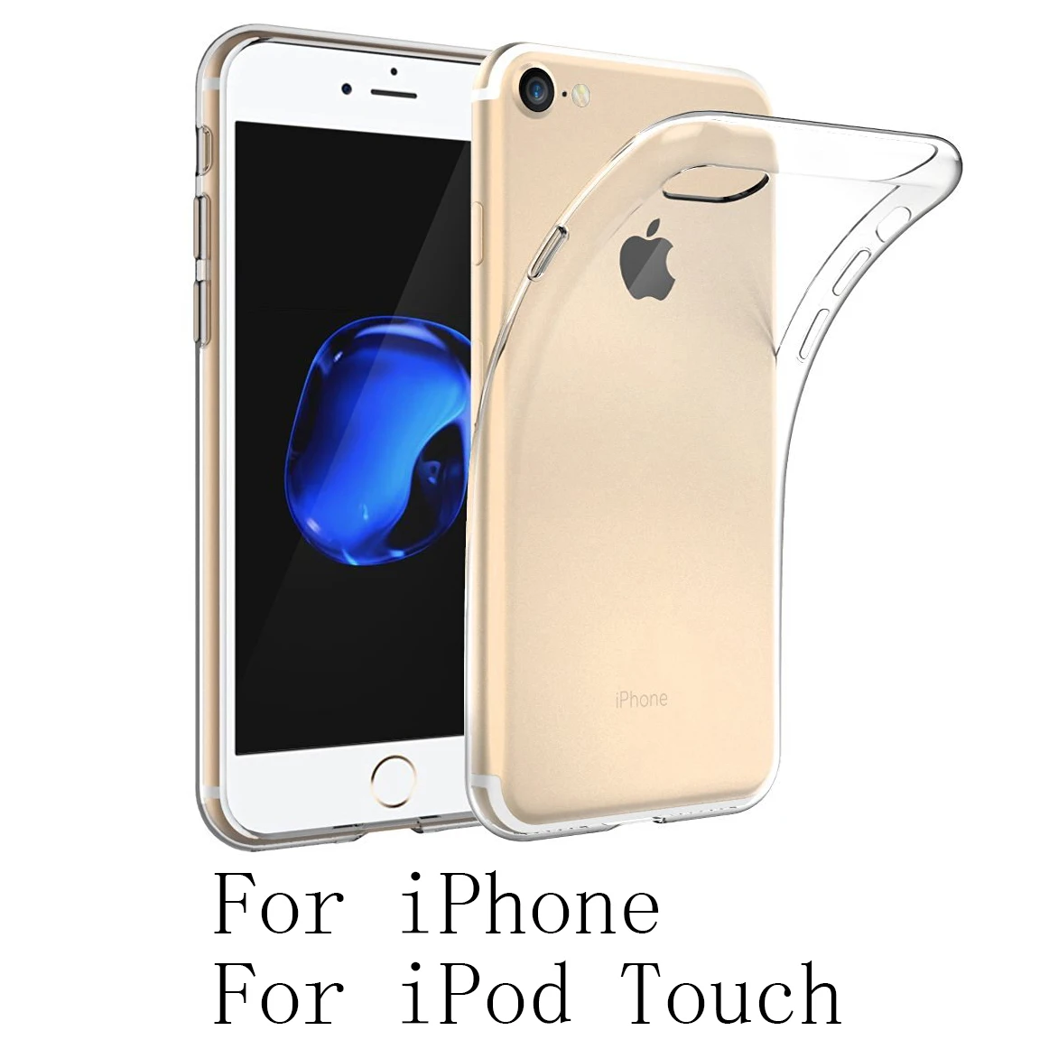 Для Apple iPod touch iPhone XR XS MAX X 8 7 6 Plus 5 SE 4S Прозрачная крышка Slim Fit задняя Мягкий ТПУ