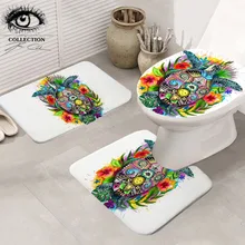 Черепаха жизнь от Pixie холодного искусства коврик для ванной Богемия анти-скольжение 3-шт коврик набор цветочные красочные Чехлы для сиденья унитаза черепаха ковер