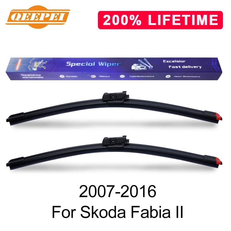 QEEPEI заменить стеклоочистителей для Skoda Fabia II 2007- 21 ''+ 21" натурального каучука чистке спереди лобовое стекло автомобиля аксессуары