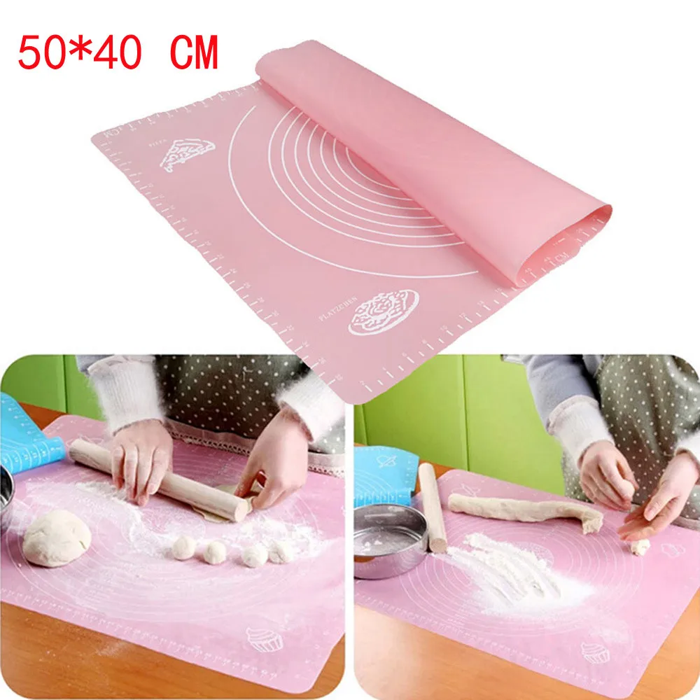 

50*40cm Silicone Baking Cake Dough Fondant Rolling Kneading Mat Scale Table Grill Pad Home kitchen Tool5.36