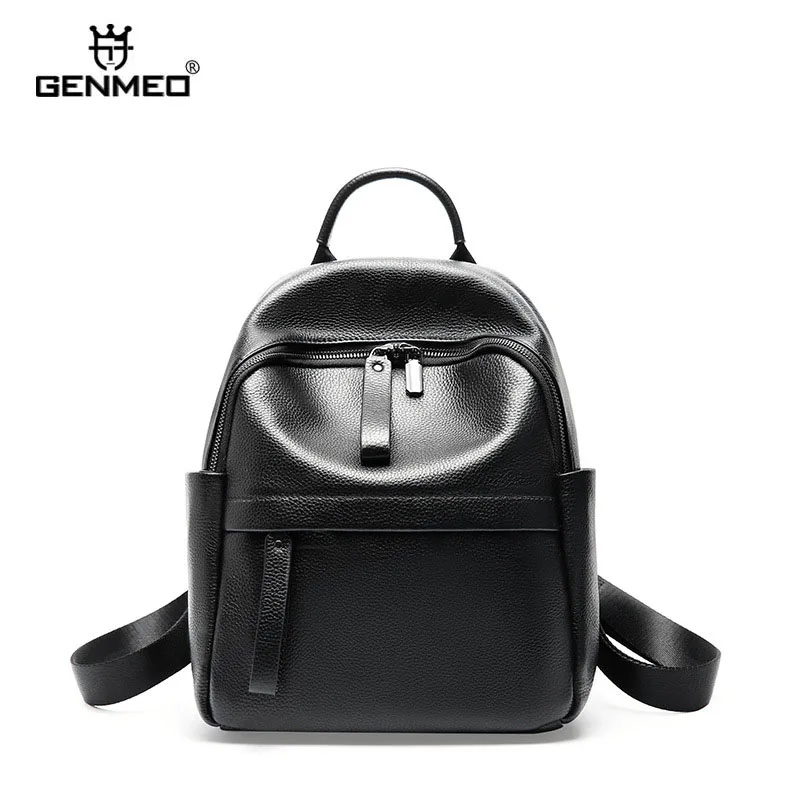 

GENMEO New Arrival College Style Genuine Leather Backpacks Ladies Shoulder Bags Feminina Anti-stealing Leisure Backpack Bolsa