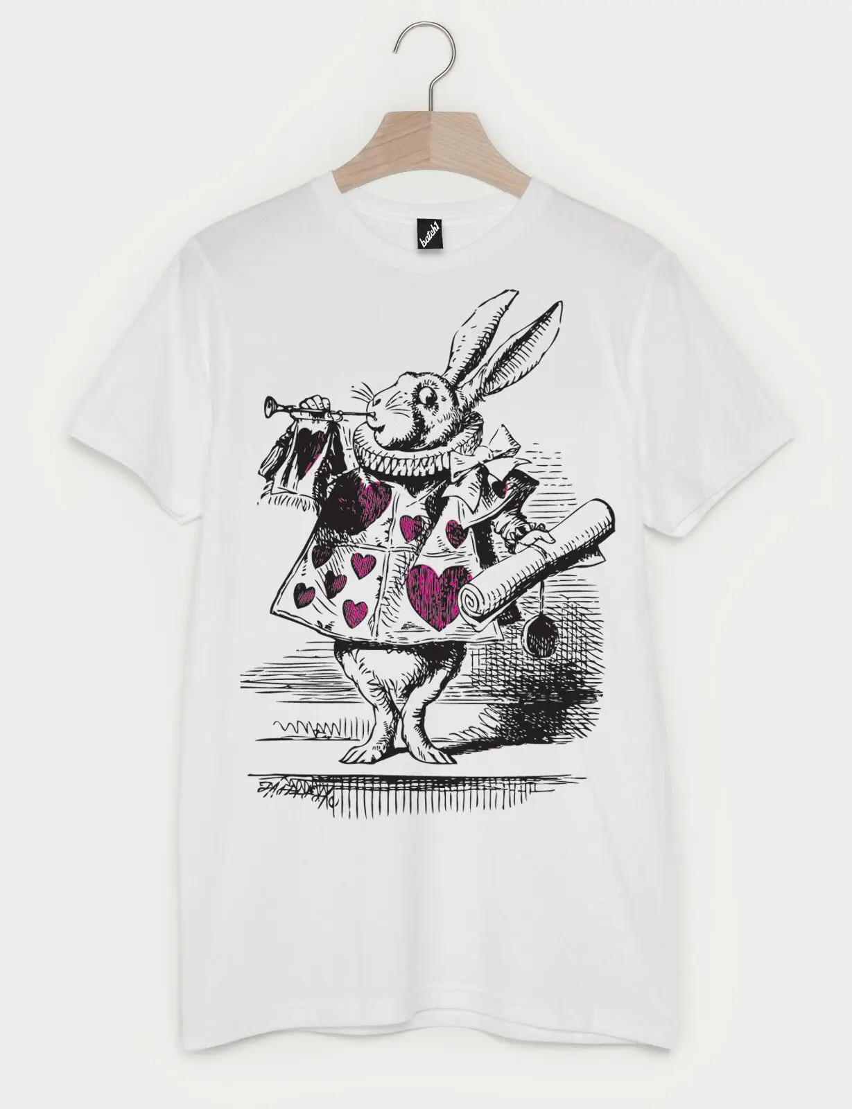 

BATCH1 ALICE IN WONDERLAND 150TH ANNIVERSARY RABBIT WITH TRUMPET UNISEX T-SHIRT New T Shirts Funny Tops Tee New Unisex Funny