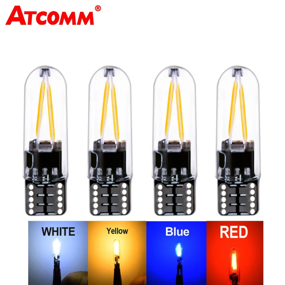 

ATcomm 4 Pcs LED T10 W5W Car Interior Lights 12V White/Red/Blue/Warm White/Yellow 194 168 Auto Instrument Clearance Reading Lamp