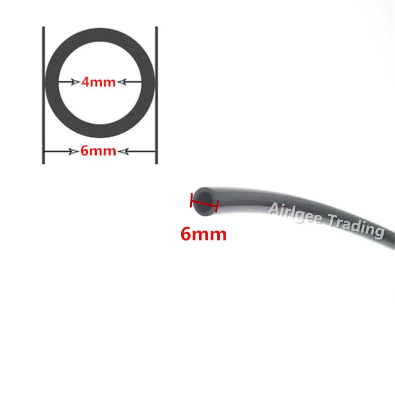 Промышленный Воздушный компрессор PU 6x4 мм гибкий пневматический шланг трубы черный 4 м длиной
