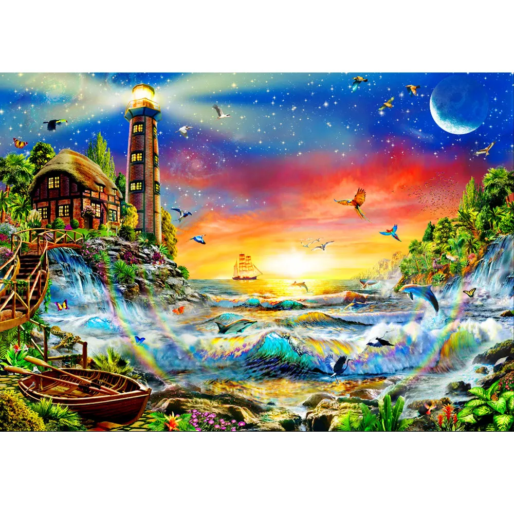 

5D Embroidery Paintings Rhinestone Pasted Multicolor Design Landscape Pattern DIY Diamond Painting Square Mosaic Cross Stitch
