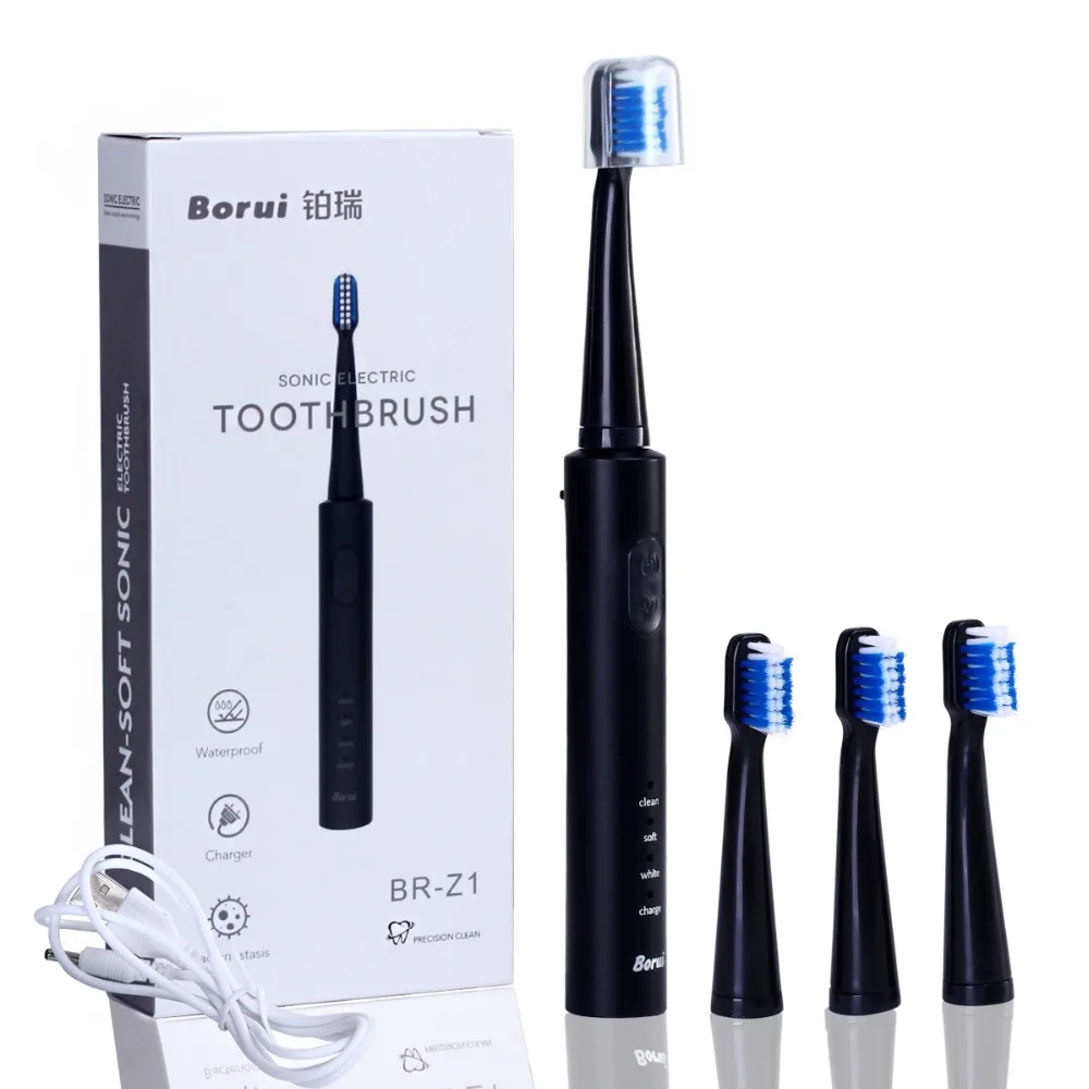 

USB Wireless Charge Sonic Electric Toothbrush Adult Oral Hygiene Rechargeable Ultrasonic Tooth Brush With 4 Brush Heads