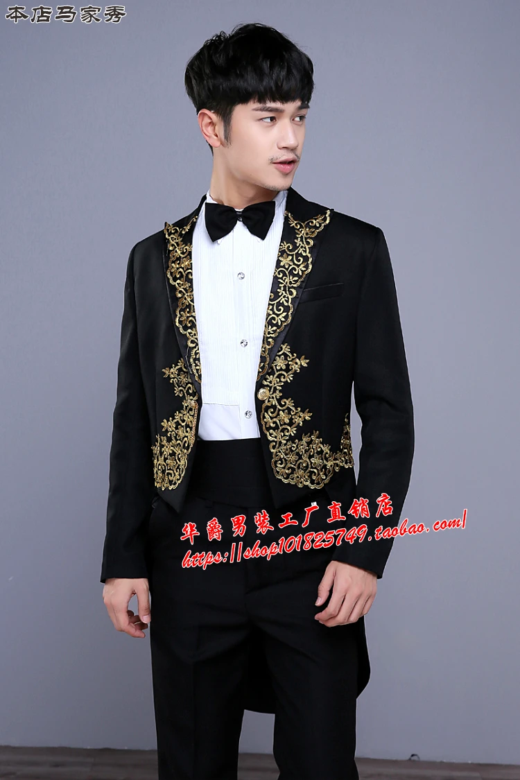 S 3XL 2017 vestiti Nuovi uomini di modo Rosso bianco e nero oro ricamato  smoking impostato abito formale più il formato cantante costumi|tuxedo  set|fashion tuxedotuxedo fashion - AliExpress