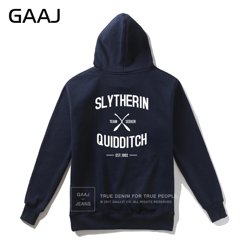 GAAJ "Slytherin Quidditch Team" с принтом букв, мужская толстовка с капюшоном, Женская Повседневная Уличная одежда, толстовки, пальто, повседневная мужская куртка, новая куртка - Цвет: Navy With Zipper