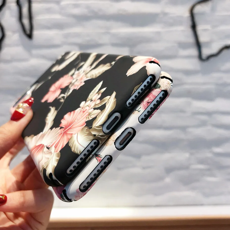 YAMIZOO Flower Case For iPhone 6 7 5s Cover 5 se Coque Shockproof PC Hard Luxury Phone Case For iPhone x 8 6s 6 Plus Case 7 Plus (7)