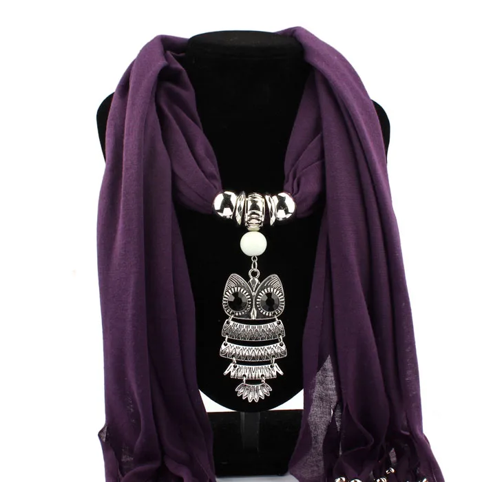 Autumn Scarf Women Necklace Scarves Luxury Owl Pendant Jewelry Tassels Scarf Winter Ladies Shawl Wraps Pashmina Bandana#LR10