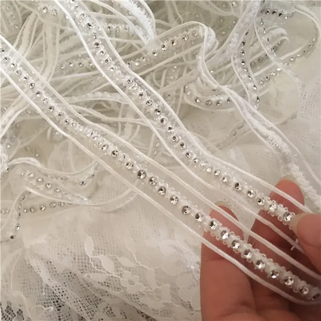 Lace Ribbon 1.3CM Wide Stylish White Black Glitter Beads Handmade Lace Collar Ribbon Edge Trim Bridal Applique Skirt Splice DIY Sewing Decor lace sewing supplies lace sewing accessories lace decoration lace accessories lace garment accessories