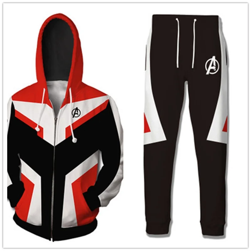 2019 Avengers Endgame Quantum Realm Sweatshirt Jacket Pants 3D Print Hooded Sport Coat Pants Cosplay Advanced Tech Jacket Pants