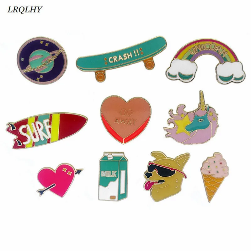 

skateboard dog fashion broochs anime related metal pins jewelry Clothing accessories cute gifts wholesale