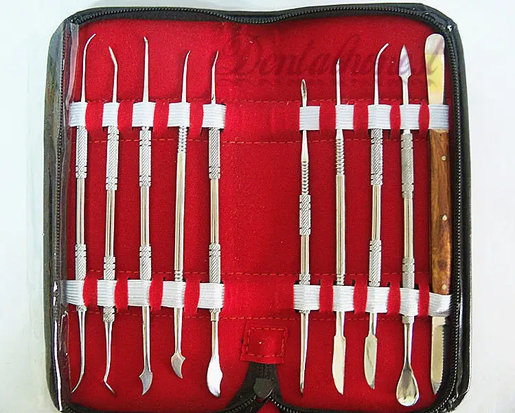10pcs/1Set Dental Lab Instrument Stainless Steel Kit Wax Carving Tool