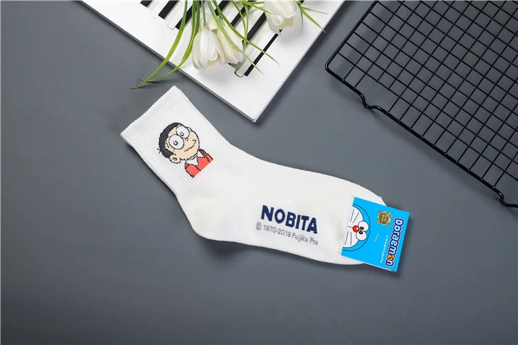 Anime Doraemon print socks Nobita Nobi Minamoto Shizuka Konta Takeshi Honekawa Suneo Dorami cute fun cartoon women cotton sock