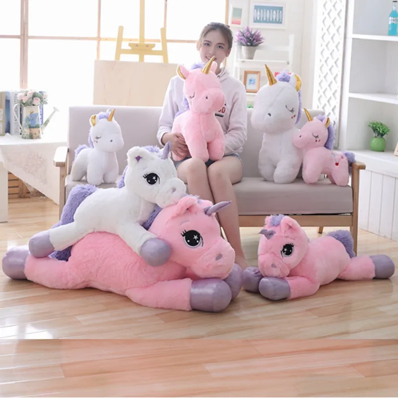 Giant 80/60cm Unicorn Plush Toy Soft Stuffed Popular Cartoon Unicorn Dolls Animal Horse Toy High Quality Toys for Children Girls