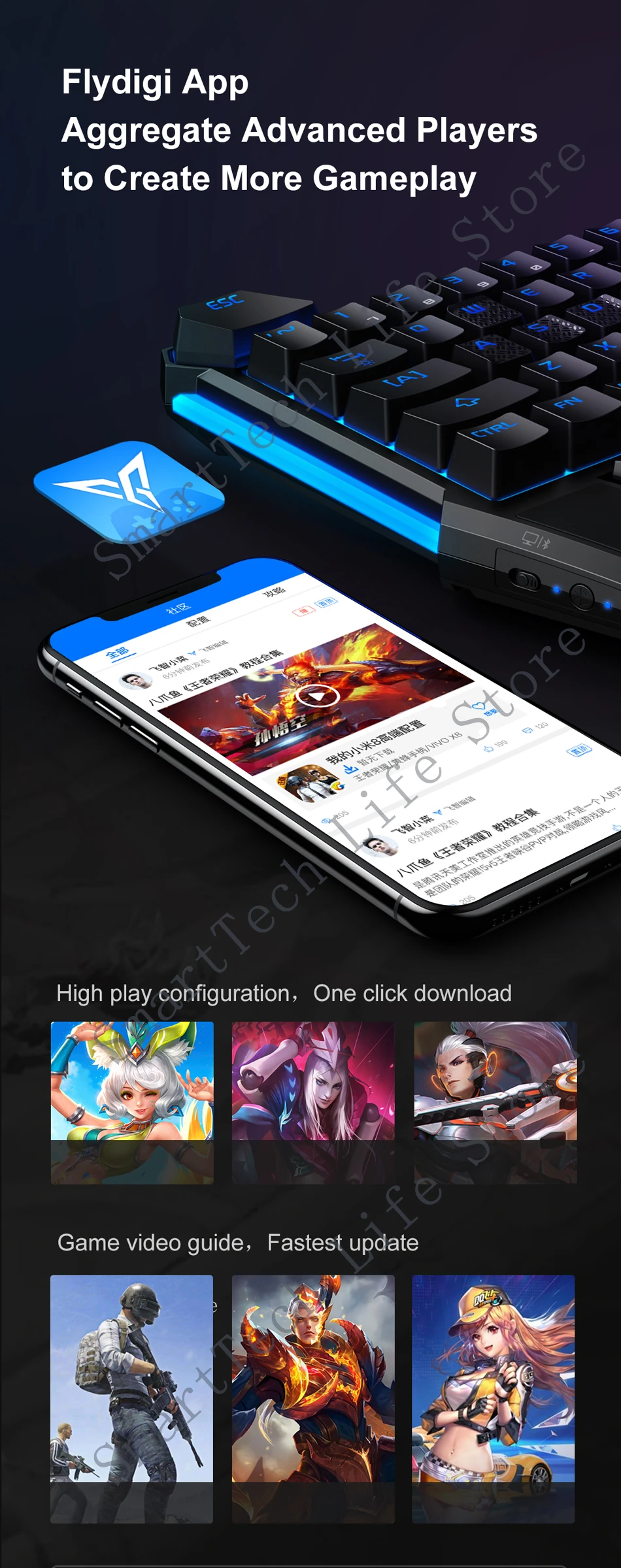 Flydigi Scorpion For Pubg Mobile Game Mechanical Keyboard One Hand