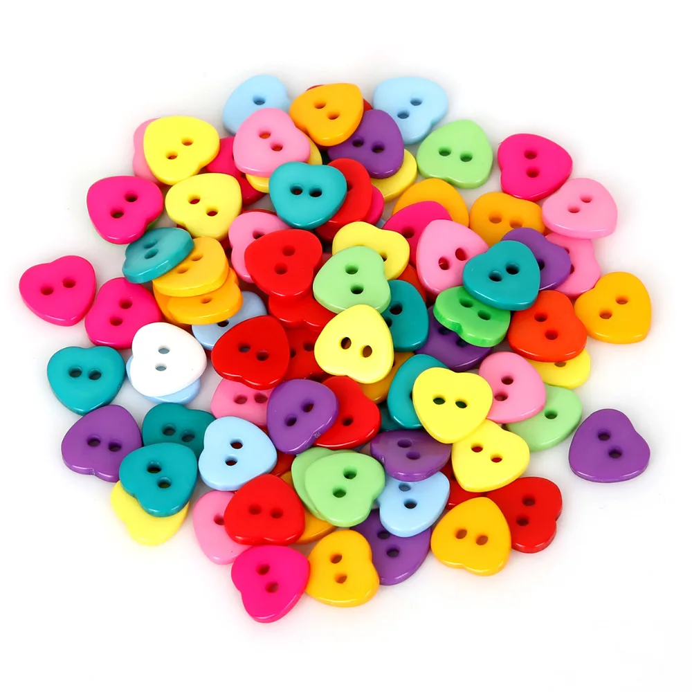 

50pcs/lot Love Heart Shape Decorative Resin Buttons For Sewing Craft Scrapbooking Decoration DIY Apparel Accessories