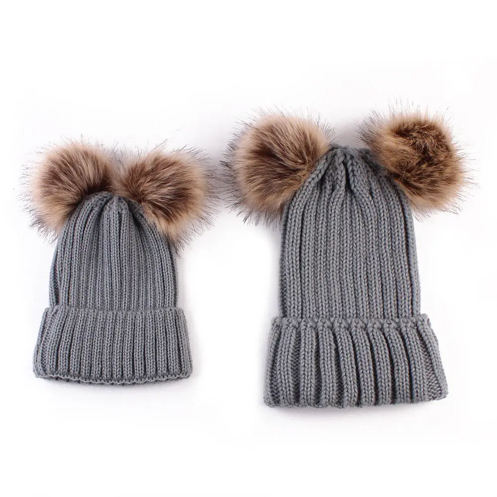 Pudcoco Kids Baby Toddler Boy Girl & Mom Winter Hot Sale Solid Knit Warm Soft Beanie Hat Hairball Cap Pudcoco Kids Baby Toddler Boy Girl & Mom Winter Hot Sale Solid Knit Warm Soft Beanie Hat Hairball Cap
