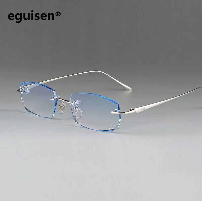 Здесь продается  width-136 Fashion ultra light pure Titanium men business rimless Cutting Finished prescription eyeglasses male eyewear glasses  Одежда и аксессуары