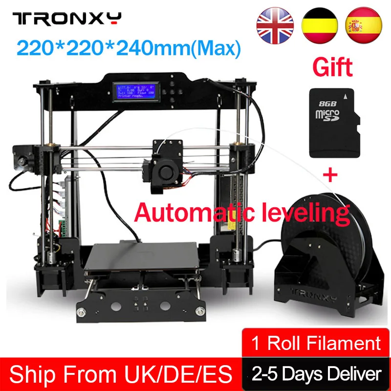 

Tronxy Auto Leveling 3d Printer DIY Precision Reprap 3D Printing Size 220*220*240mm Cheap 3d Printer kit 1 Roll Filament SD card