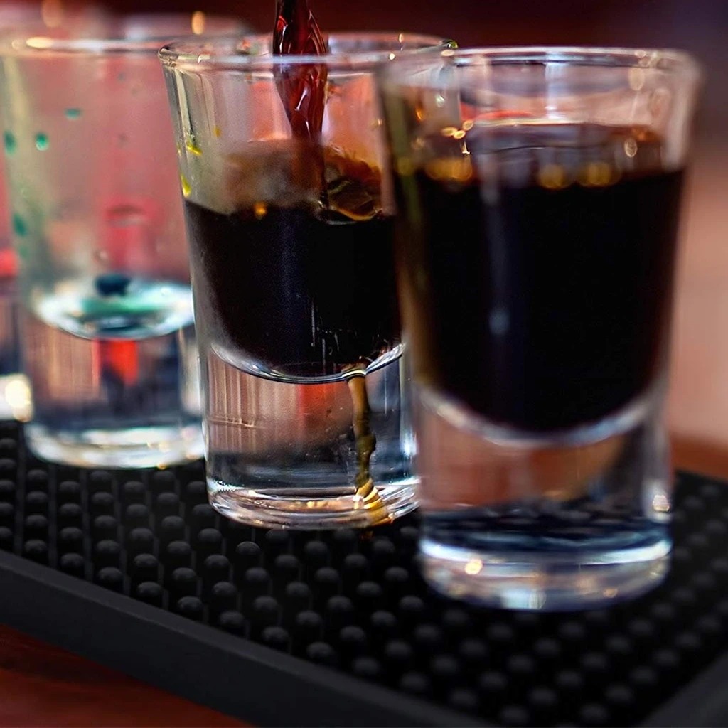 Bar Runner Bar Service Rubber Strip Spill Mat Black for Home Cocktail Party Pub 24x3''-Black