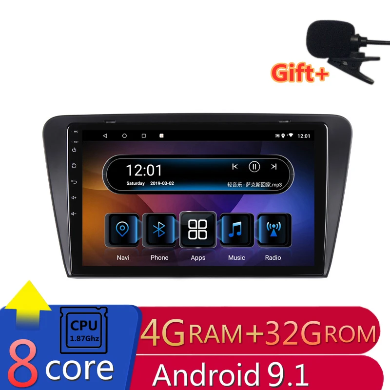 

9" 4G RAM 2.5D IPS 8 core Android 9.1 Car DVD Multimedia Player GPS For Skoda Octavia 2015 2016 2017 audio car radio navigation