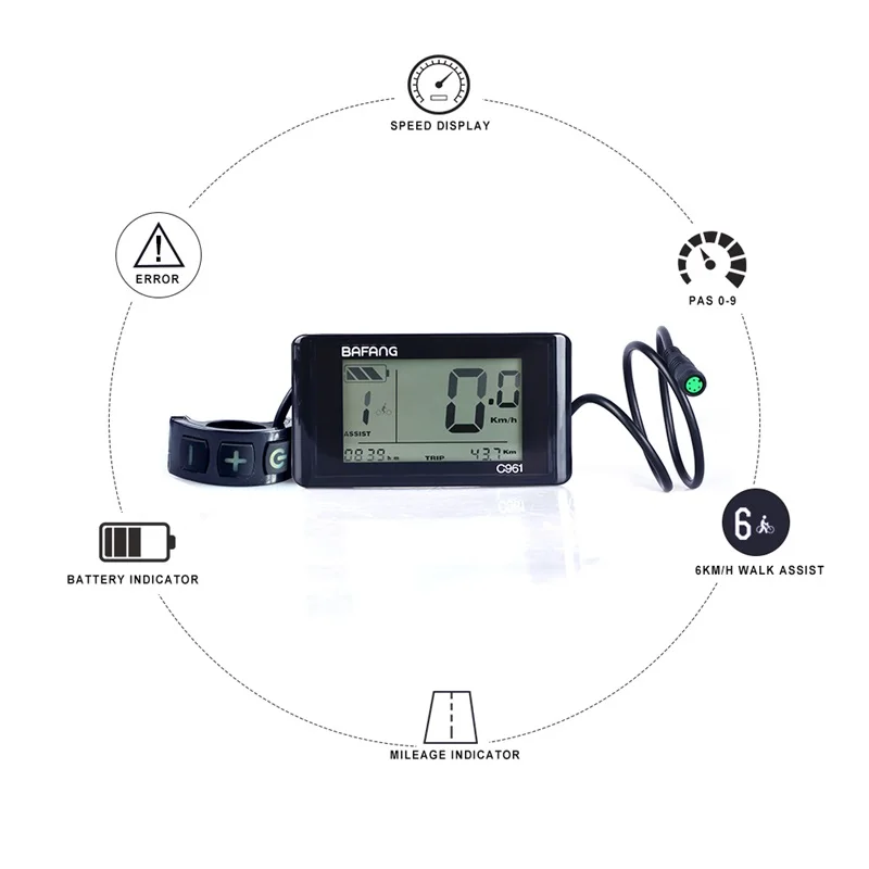 Best Bafang C961 LCD Display For Electric Bicycle BBS01 BBS02 BBS01B BBS02B BBSHD Bicycle Display 8Fun Motor Kit Accessories 7