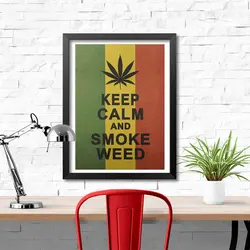 Ямайка регги стиль Keep Calm and Smoke Weed плакат настенная наклейка крафт-бумага плакат минималистичный полосатый домашний декор живопись