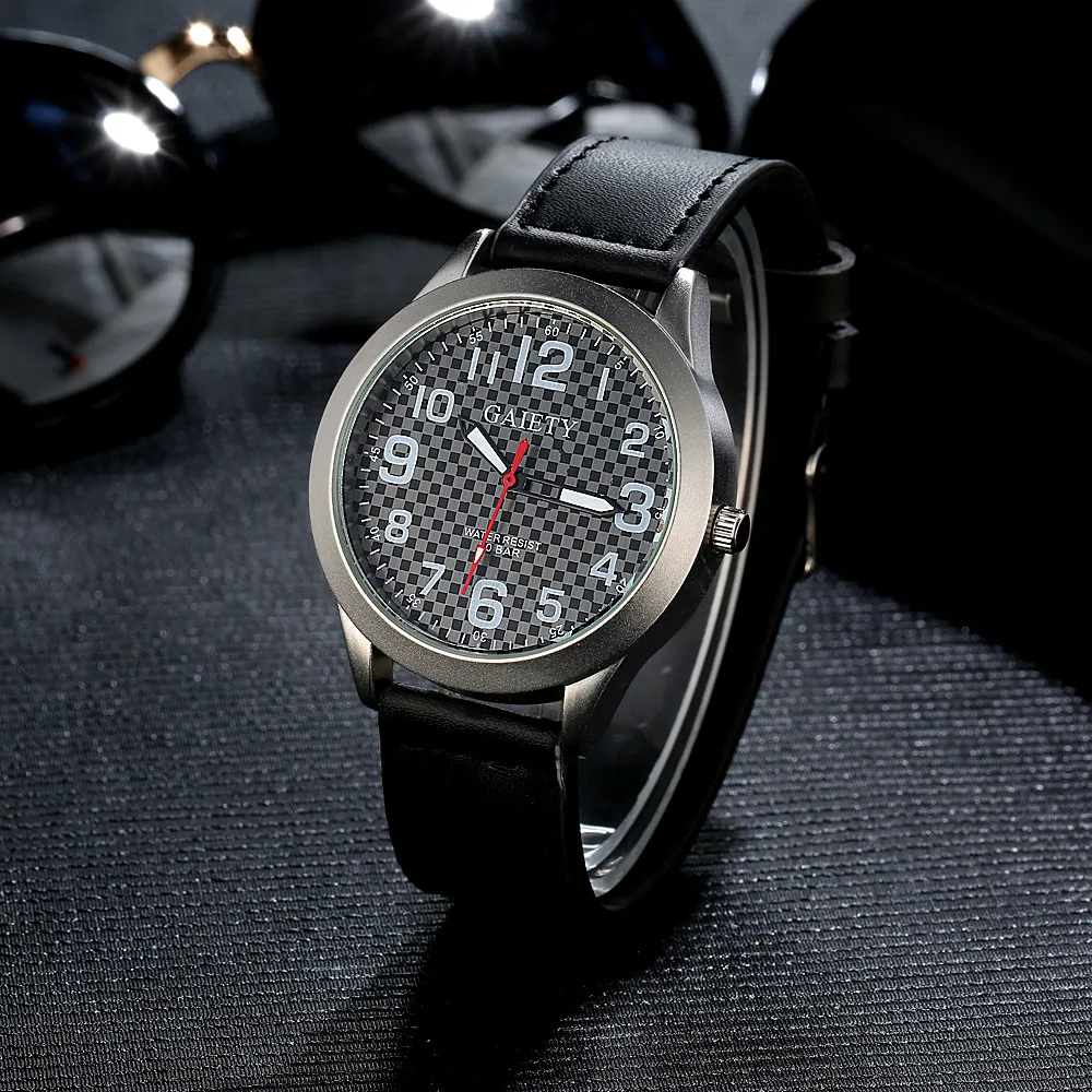 Новый Для женщин часы модные спортивные кожаные Наручные часы для Для мужчин женская одежда кварцевые Бизнес часы Для мужчин часы таймер