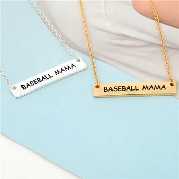 

30pcs Newest Bar Pendant Handmade Lettering"Baseball Mama"Necklace Jewelry Personality Bar Sport Style Necklace