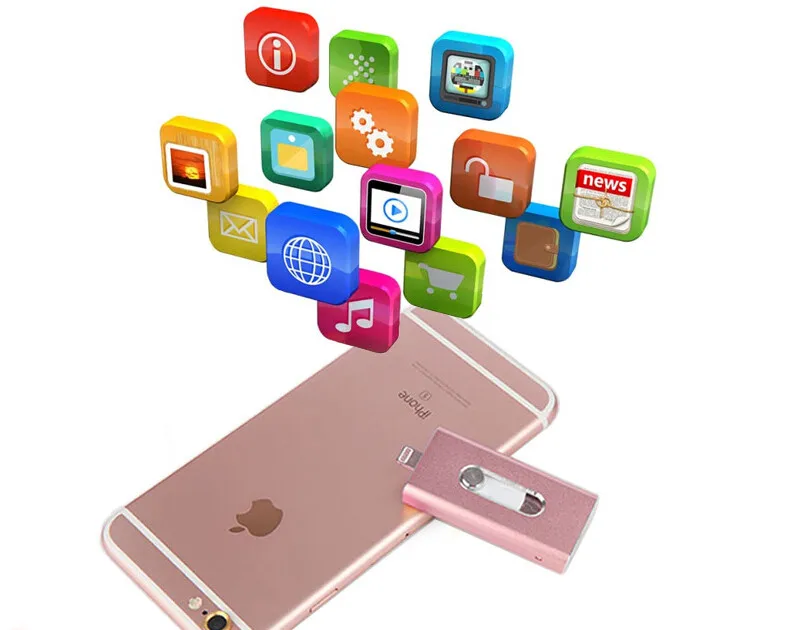 Richwell USB Flash Drive For iPhone X/8/7/7 Plus/6/6s/5/SE ipad Metal Pendrive HD Memory Stick