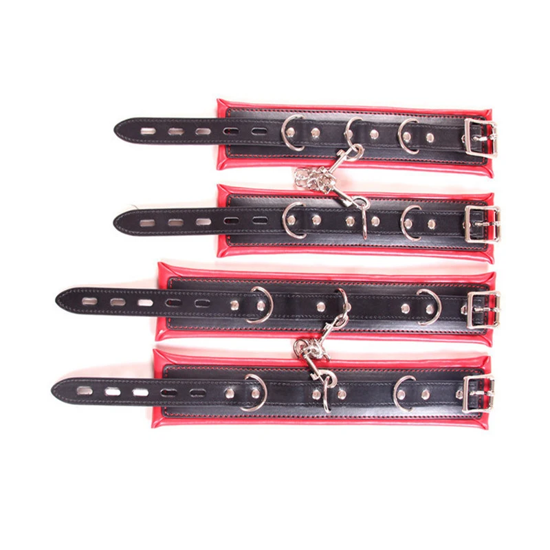 Hot-Sexy-Adult-Red-Handcuffs-Anklet-PU-Leather-Restraints-Bondage-Cuffs-Roleplay-Tools-Sex-Toys-for-Couples_