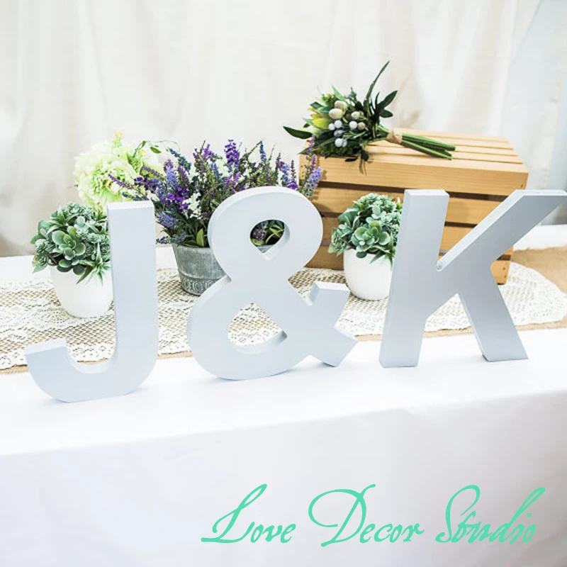 Large Standing Wooden Letters Freestanding 3 Piece Initial Set Personalized Table Signs