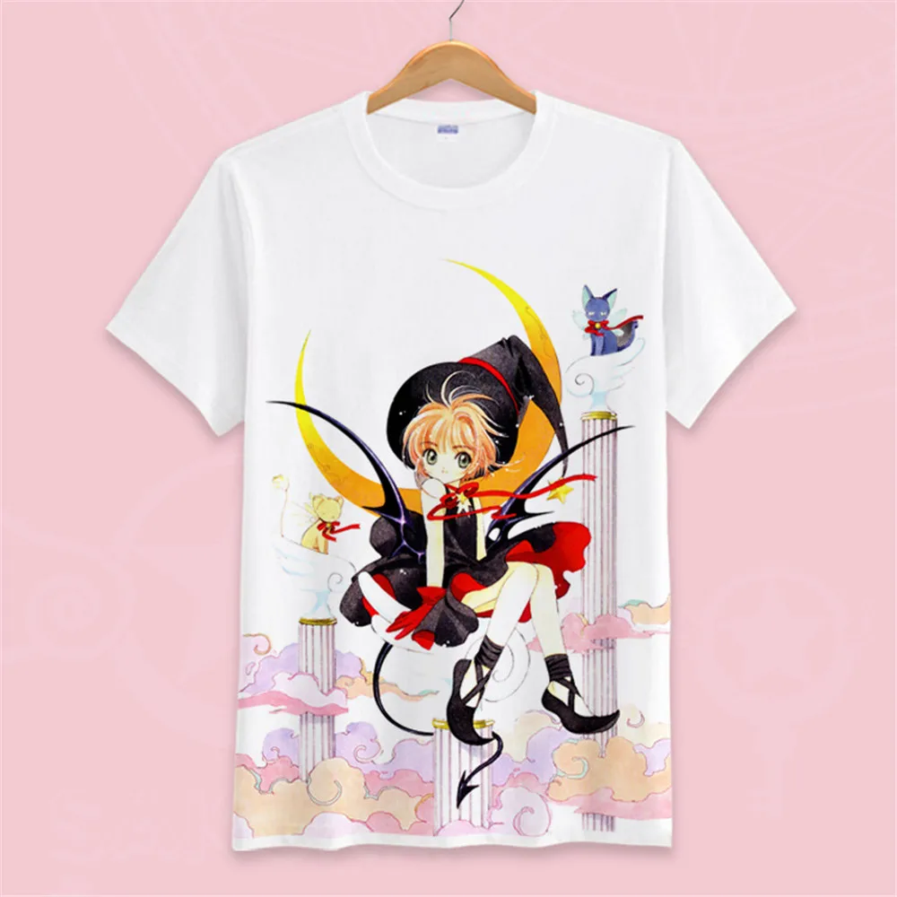 Карта captor Sakura футболка карта Captor Футболка мужская футболка "Аниме" Kawaii женские топы футболки на заказ хлопковая одежда подарок для пары