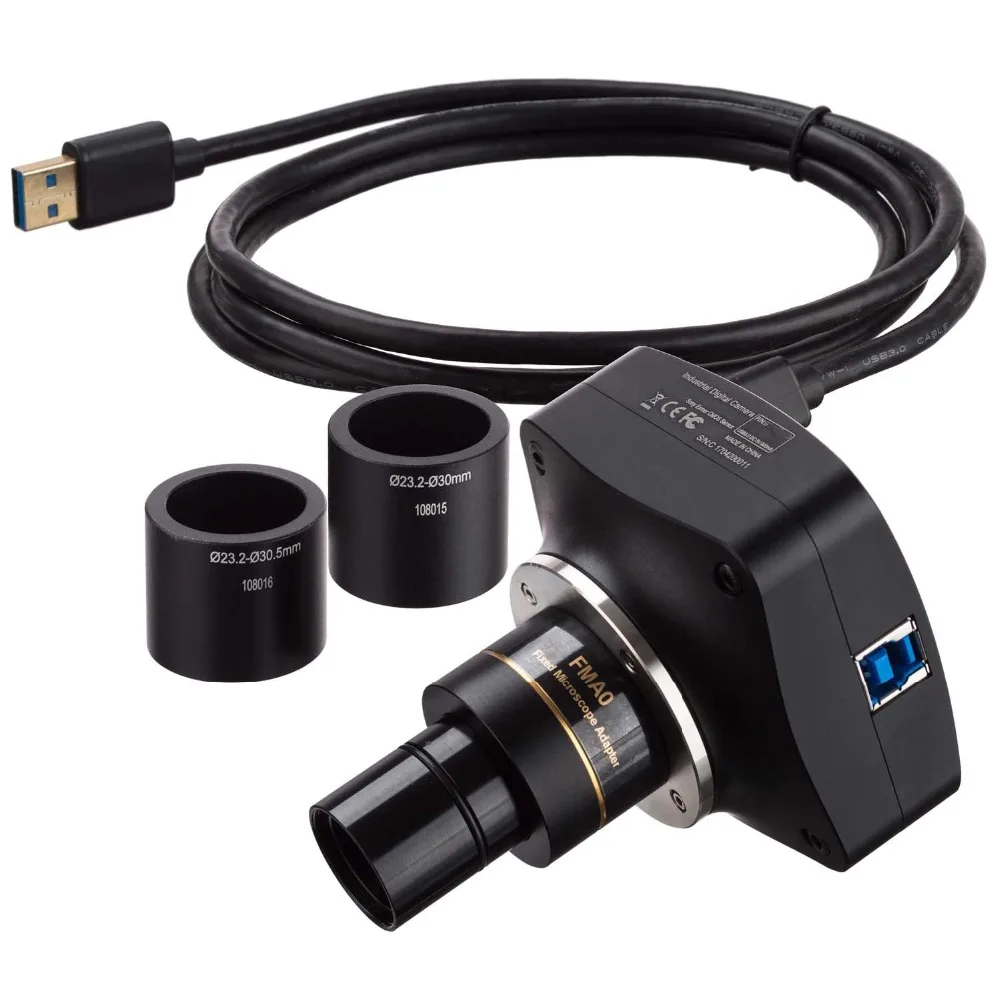AmScope 1.2MP низкая-свет USB3.0 C-mount микроскоп камера с калибровкой слайд MU123-FL-CK |