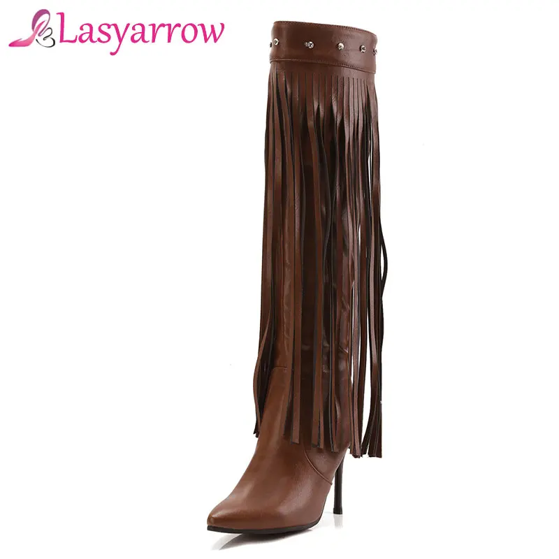 fringe thigh high boots