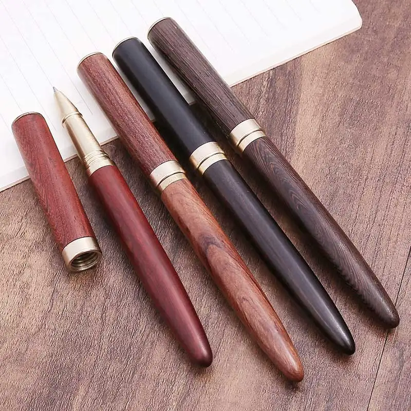 

Retro solid wood business signature pen high quality office gift pen natural red sandalwood wooden pen home collection craft pen