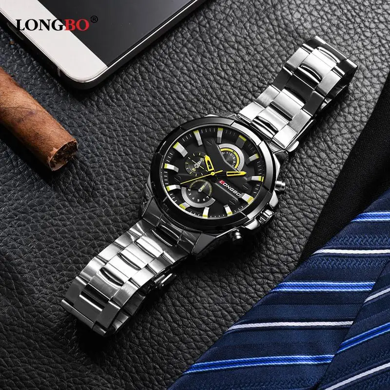 LONGBO 2020 Fashion Military Men Wristwatch Luxury Casual Stainless Steel Band Sports Watches Dynam