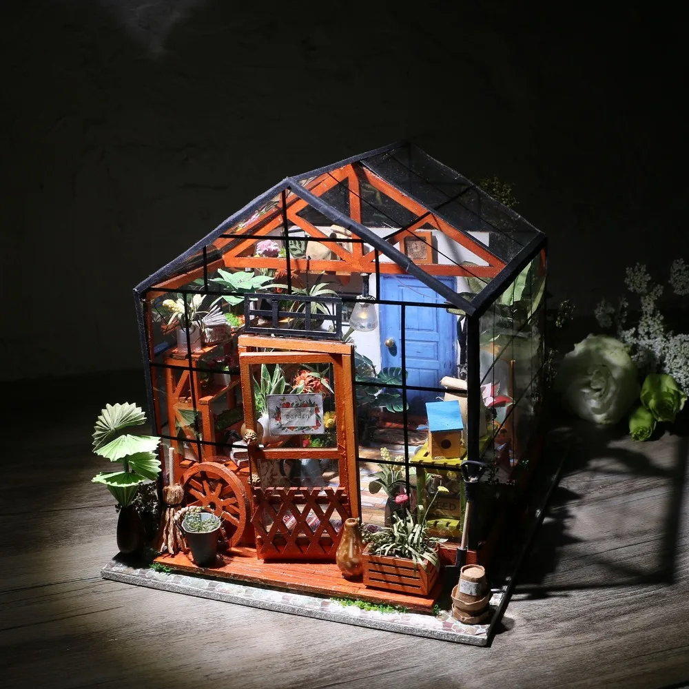 

Robud DIY Miniature House Wooden Dollhouse Cathy's Flower House with Dollhouse Furniture zabawki dla dzieci Toys for Children