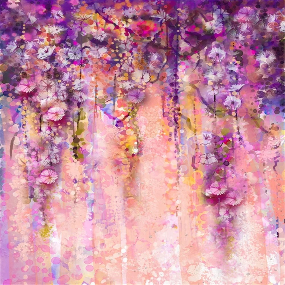 

Laeacco Watercolor Flower Grunge Wall Portrait Pattern Photography Background Customized Photographic Backdrops For Photo Studio