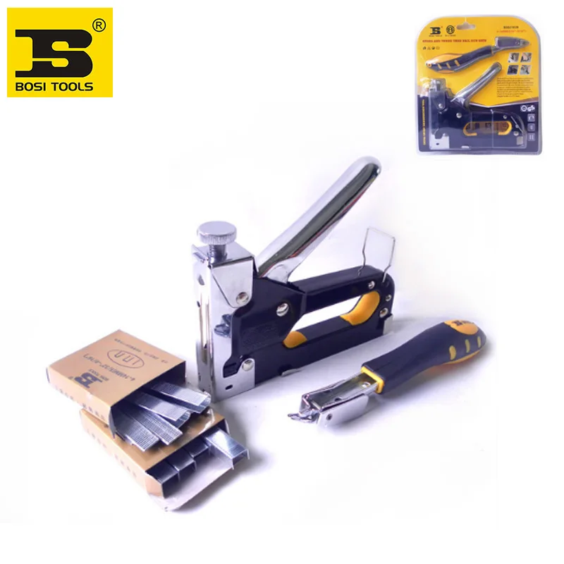 Free Shipping BOSI Heavy Duty Rapid Upholstery Hand Staple Nail Tacker Stapler Gun Set